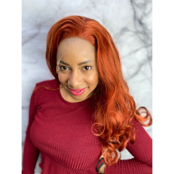 Copper Wavy Lace Front Wig - Picture 3 of 9